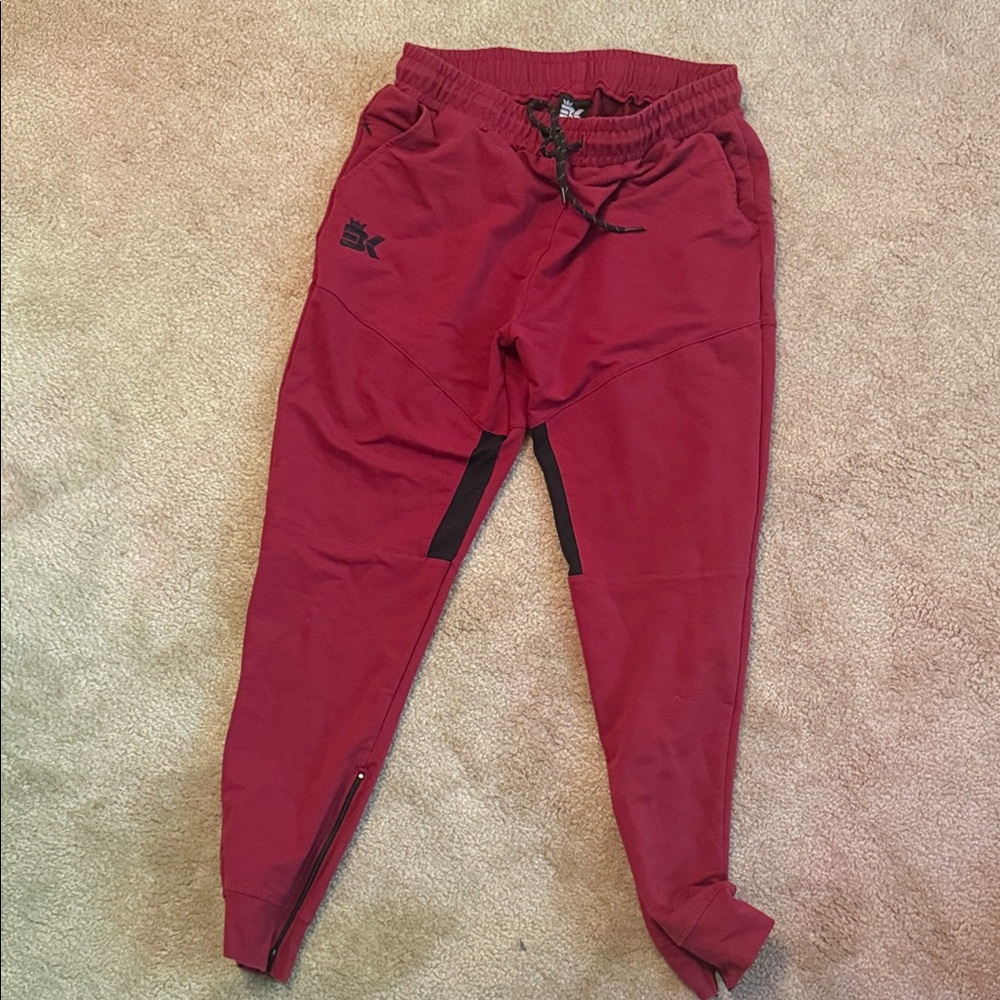 Men's Red Joggers with Black Accents